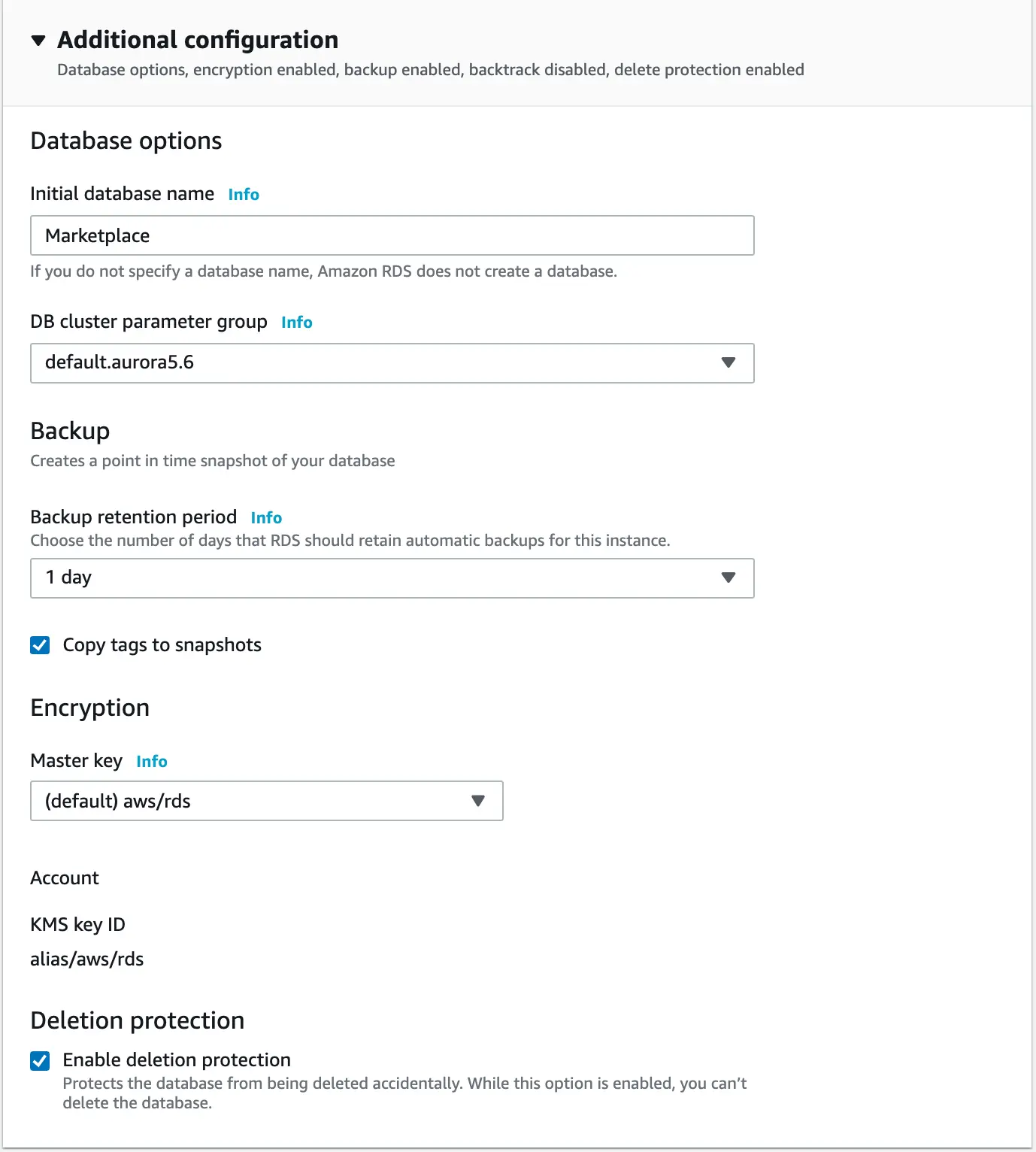 Database Additional Configuration
