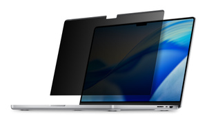 The Kensington UltraThin Magnetic Privacy Screen Filter easily attaches to, and detaches from, your MacBook Pro frame.