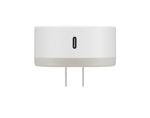 Nabíječka Twelve South PowerBug Qi2.2, bílá barva, zástrčka ve spodní části, USB‑C nabíjecí port uprostřed