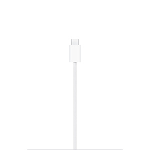 USB-C connector, white woven cable.