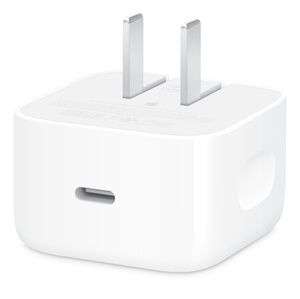 Dynamic Power Adapter, USB-C port, type A plug with pins folded out, square shape, rounded corners, white color