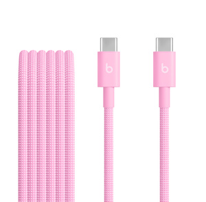Beats USB-C to USB-C Woven Cable (1.5 m / 5 ft) in Power Pink.