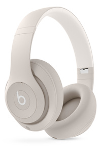 Beats Studio Pro Wireless Headphones in Sandstone, with ultra-plush engineered leather cushions for extended comfort and durability.