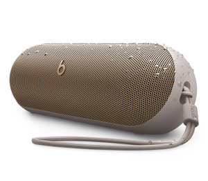 Back view of the Beats Pill Bluetooth® Speaker in Champagne Gold, showing the USB-C port with USB-C charging cable. 