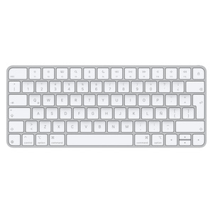 Magic Keyboard con teclas blancas, estructura de aluminio color plata, teclas de función de tamaño estándar y teclas de flecha arriba y abajo medianas