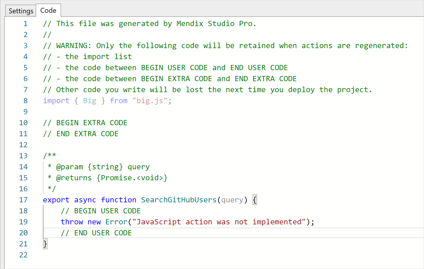 default code