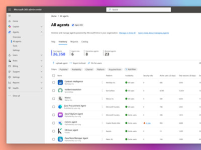 Screenshot showing Microsoft 365 admin with All Agents listed