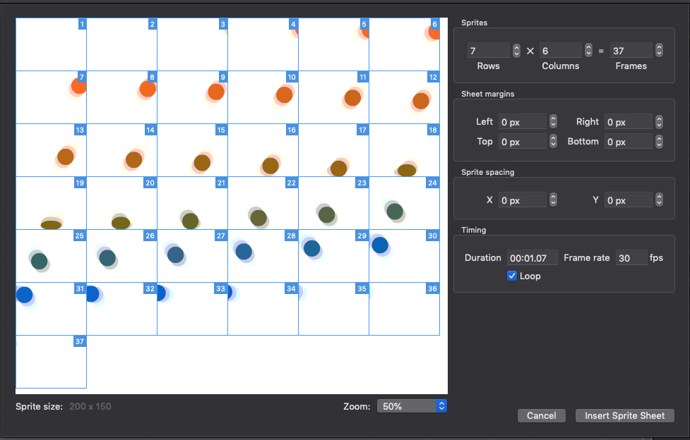 Importing an image sequence as a Sprite Sheet
