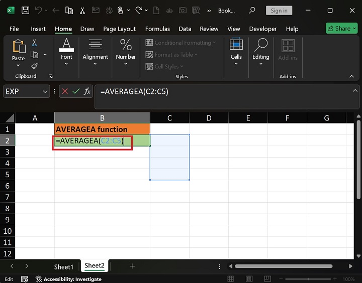 AVERAGEA Function 4
