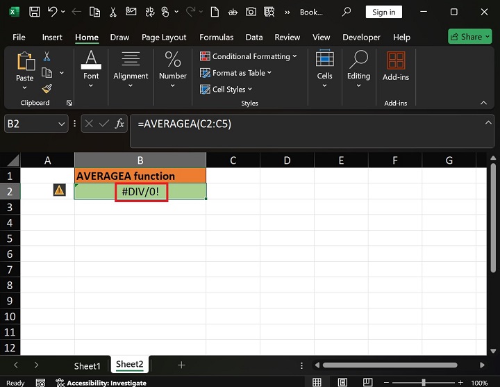 AVERAGEA Function 5