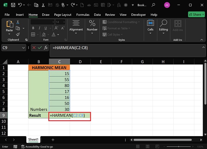 HARMEAN Function1