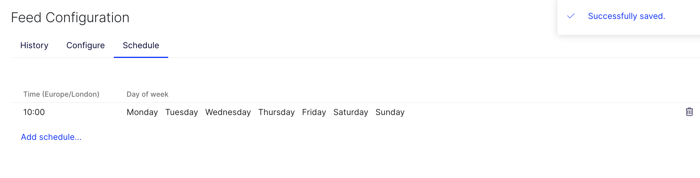 Schedule Configuration